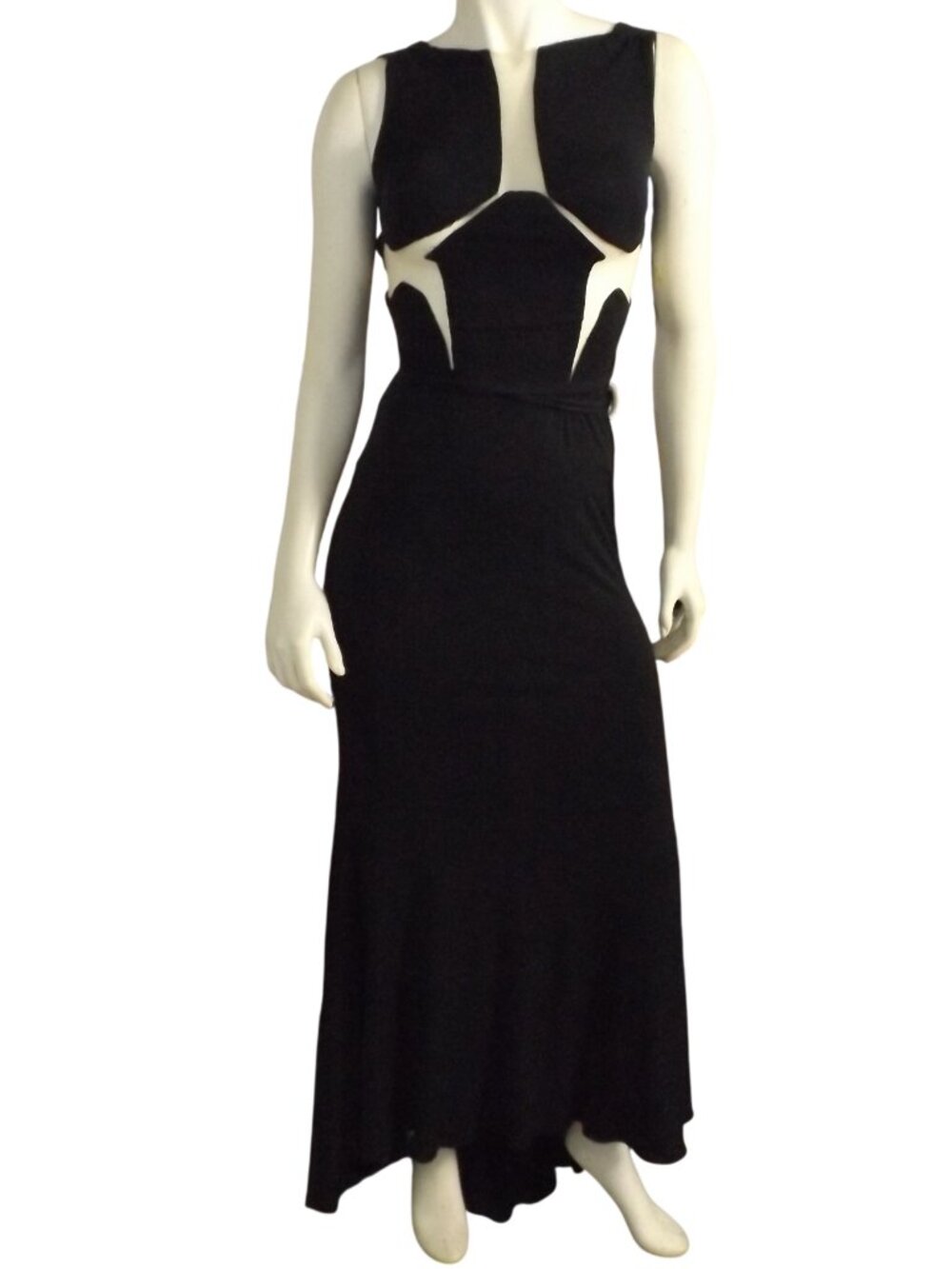 JVN by JOVANI Dress, 0, Black, Sheer Mesh, Maxi/Long, Strappy back, Sleeveless